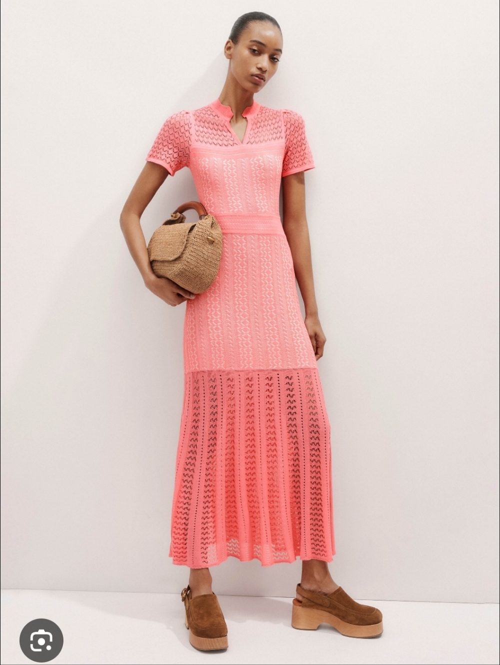 ME+EM Womens Pink Luxury Stich Knit Boho Maxi Dress. Sz 10 Beach Resortwear NWOT - Picture 3 of 12